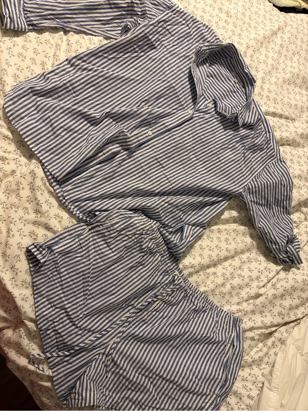Madewell Blue and White Striped Button-Down Top + Shorts Set - Picture 2 of 8